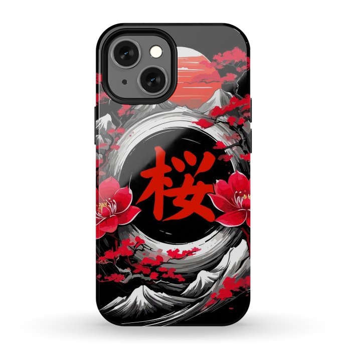 iPhone 12 mini StrongFit Cherry trees of Mount Fuji by LM2Kone