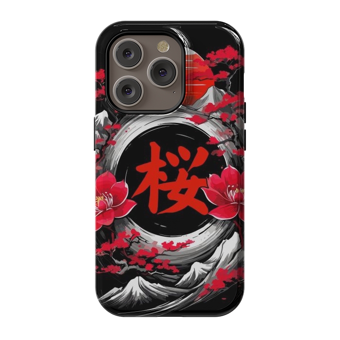 iPhone 14 Pro StrongFit Cherry trees of Mount Fuji by LM2Kone