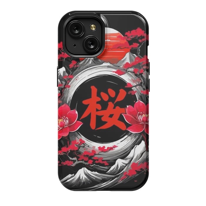 iPhone 15 StrongFit Cherry trees of Mount Fuji by LM2Kone