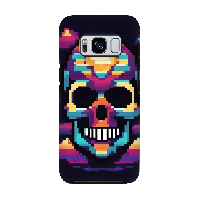 Galaxy S8 StrongFit Neon Pixel Skull by JohnnyVillas