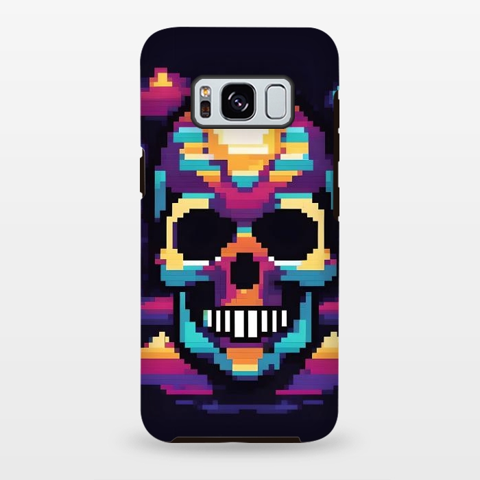 Galaxy S8 plus StrongFit Neon Pixel Skull by JohnnyVillas