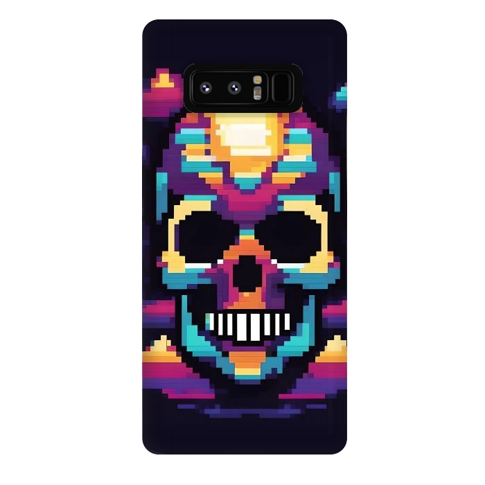 Galaxy Note 8 StrongFit Neon Pixel Skull by JohnnyVillas