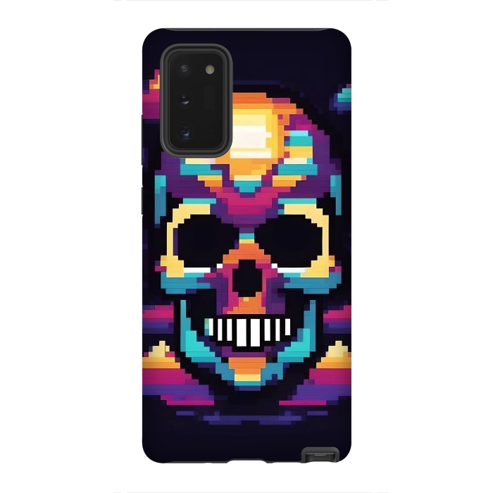 Galaxy Note 20 StrongFit Neon Pixel Skull by JohnnyVillas