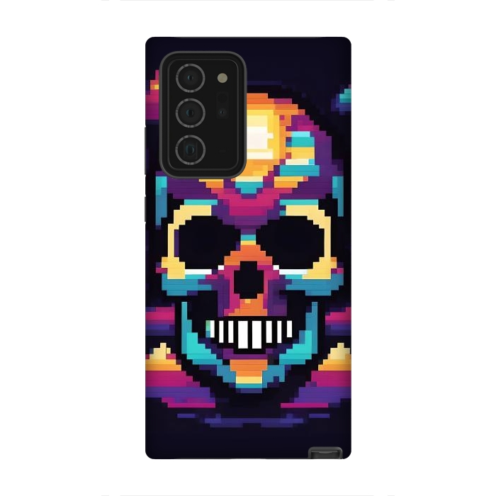Galaxy Note 20 Ultra StrongFit Neon Pixel Skull by JohnnyVillas