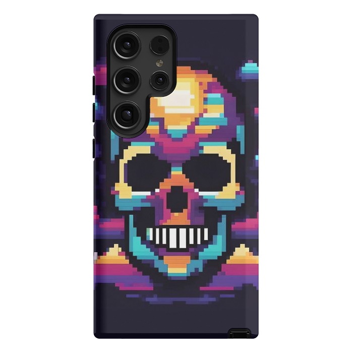 Galaxy S24 Ultra StrongFit Neon Pixel Skull by JohnnyVillas