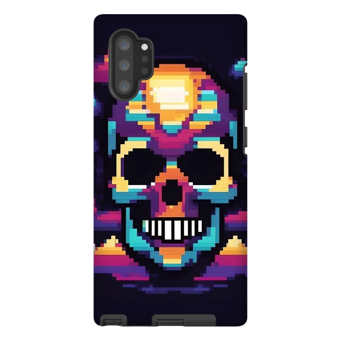 Galaxy Note 10 plus StrongFit Neon Pixel Skull by JohnnyVillas