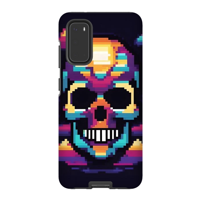 Galaxy S20 StrongFit Neon Pixel Skull by JohnnyVillas