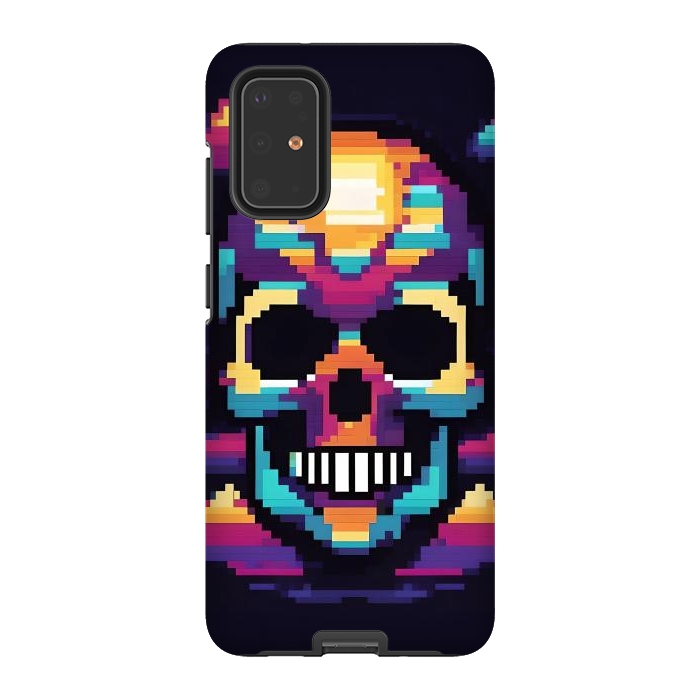 Galaxy S20 Plus StrongFit Neon Pixel Skull by JohnnyVillas
