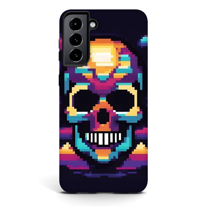 Galaxy S21 StrongFit Neon Pixel Skull by JohnnyVillas