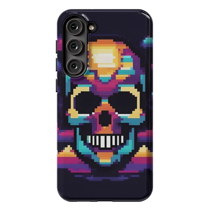 Galaxy S23 Plus StrongFit Neon Pixel Skull by JohnnyVillas