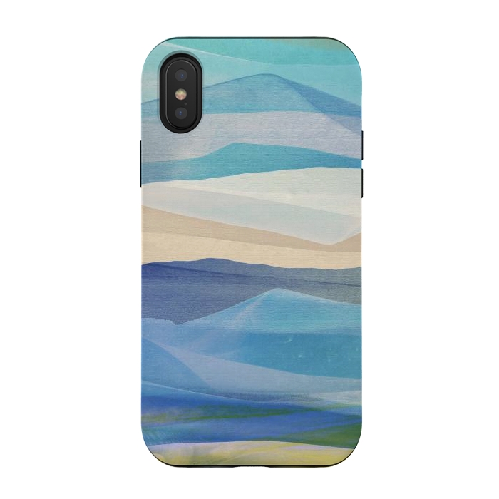 iPhone Xs / X StrongFit Blue abstract mountain landscape - painted mountains by Oana 