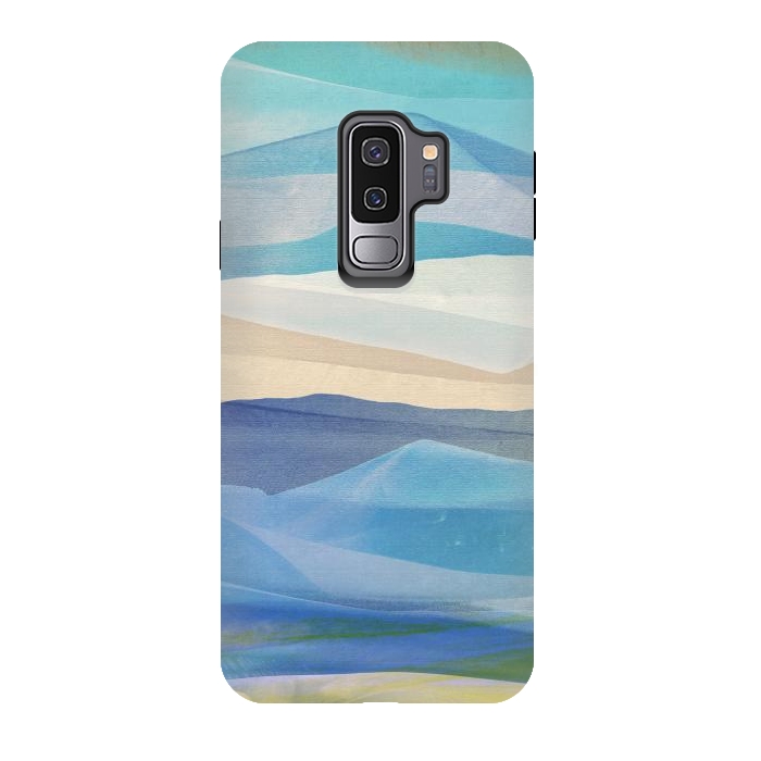 Galaxy S9 plus StrongFit Blue abstract mountain landscape - painted mountains by Oana 