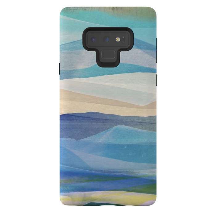 Galaxy Note 9 StrongFit Blue abstract mountain landscape - painted mountains by Oana 