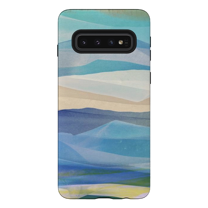 Galaxy S10 StrongFit Blue abstract mountain landscape - painted mountains by Oana 