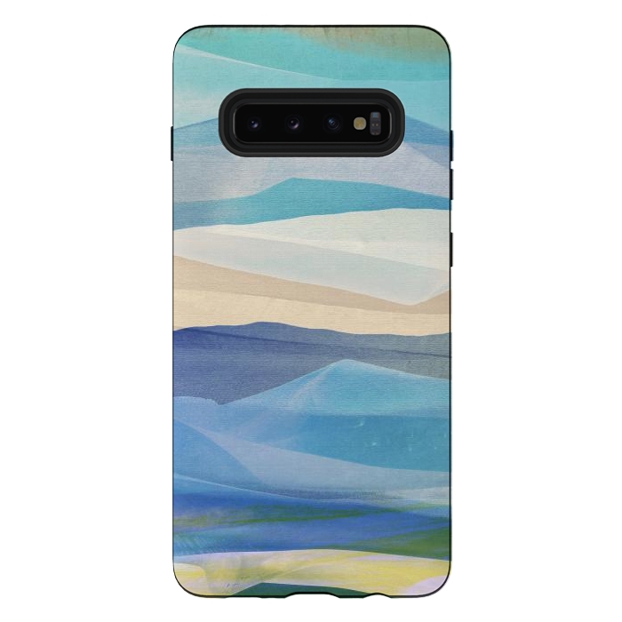 Galaxy S10 plus StrongFit Blue abstract mountain landscape - painted mountains by Oana 