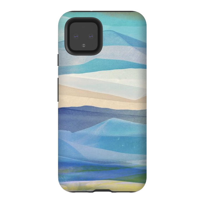 Pixel 4 StrongFit Blue abstract mountain landscape - painted mountains by Oana 