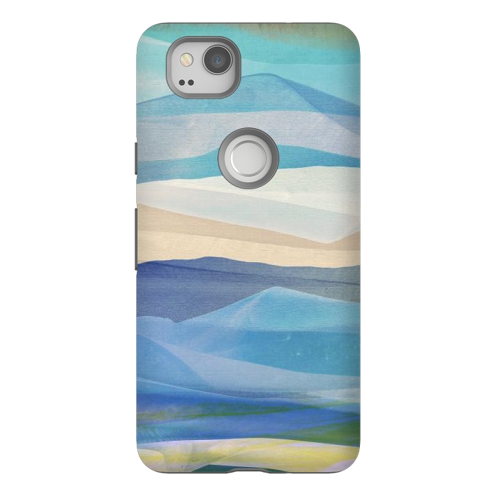 Pixel 2 StrongFit Blue abstract mountain landscape - painted mountains by Oana 