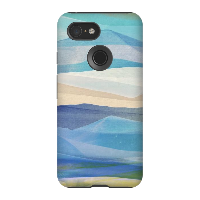 Pixel 3 StrongFit Blue abstract mountain landscape - painted mountains by Oana 