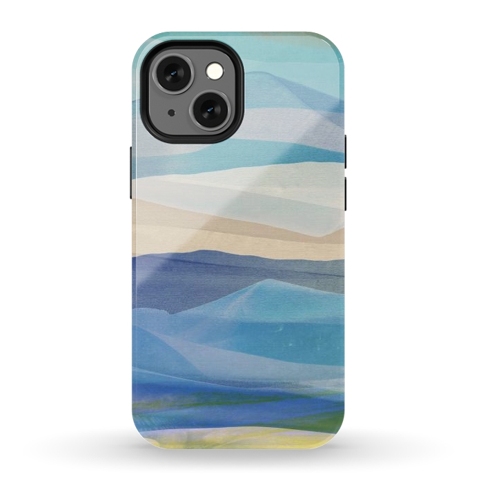 iPhone 12 mini StrongFit Blue abstract mountain landscape - painted mountains by Oana 