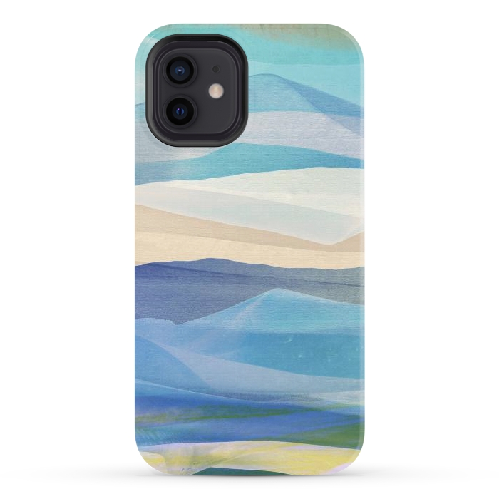 iPhone 12 StrongFit Blue abstract mountain landscape - painted mountains by Oana 