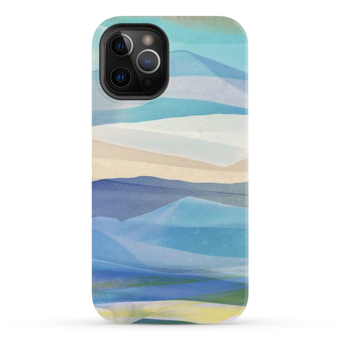 iPhone 12 Pro StrongFit Blue abstract mountain landscape - painted mountains by Oana 