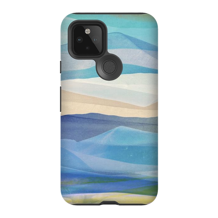 Pixel 5 StrongFit Blue abstract mountain landscape - painted mountains by Oana 