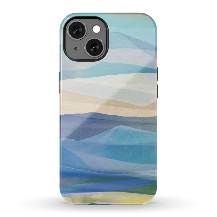 iPhone 13 StrongFit Blue abstract mountain landscape - painted mountains by Oana 