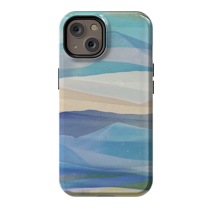 iPhone 14 StrongFit Blue abstract mountain landscape - painted mountains by Oana 