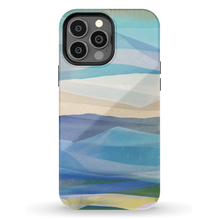 iPhone 13 Pro Max StrongFit Blue abstract mountain landscape - painted mountains by Oana 