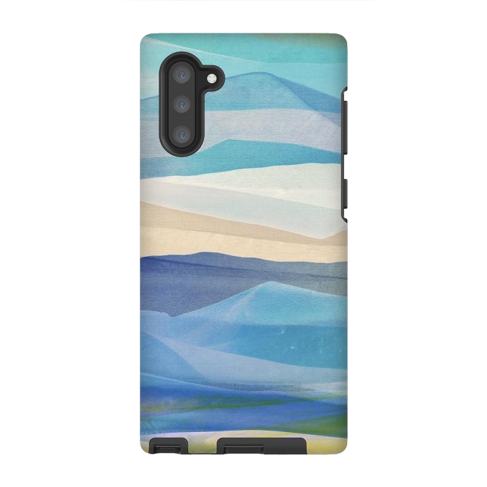 Galaxy Note 10 StrongFit Blue abstract mountain landscape - painted mountains by Oana 