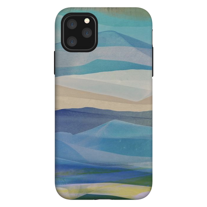 iPhone 11 Pro Max StrongFit Blue abstract mountain landscape - painted mountains by Oana 