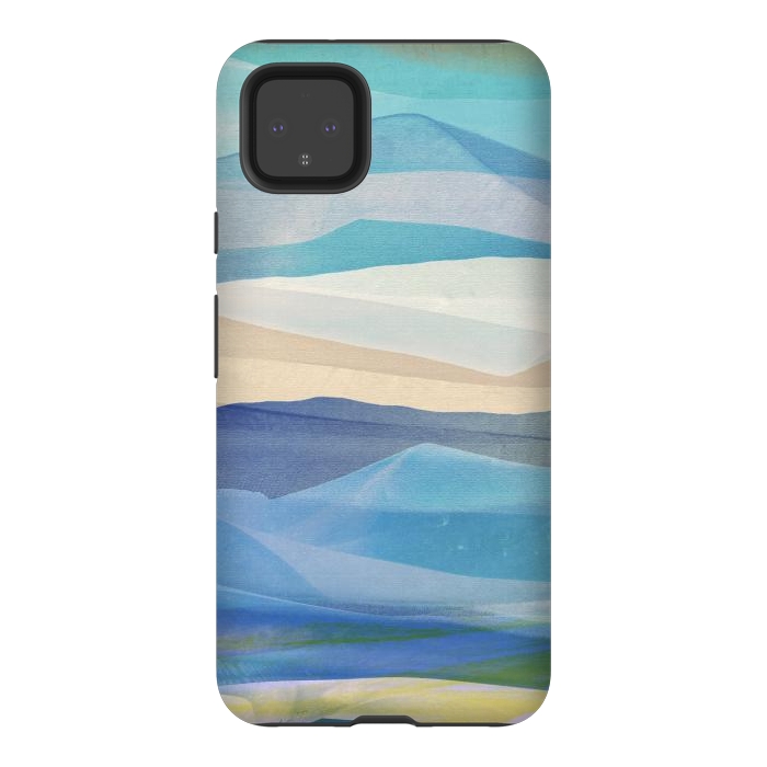 Pixel 4XL StrongFit Blue abstract mountain landscape - painted mountains by Oana 