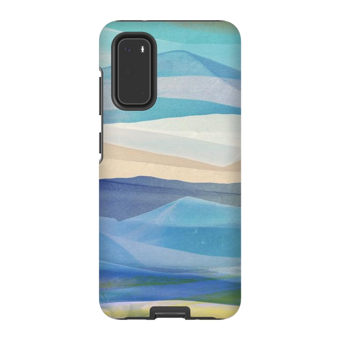 Galaxy S20 StrongFit Blue abstract mountain landscape - painted mountains by Oana 