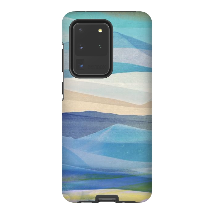 Galaxy S20 Ultra StrongFit Blue abstract mountain landscape - painted mountains by Oana 