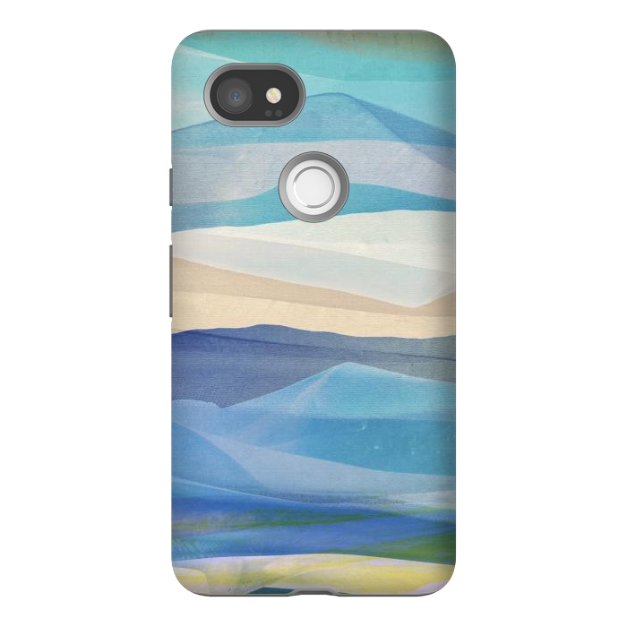 Pixel 2XL StrongFit Blue abstract mountain landscape - painted mountains by Oana 