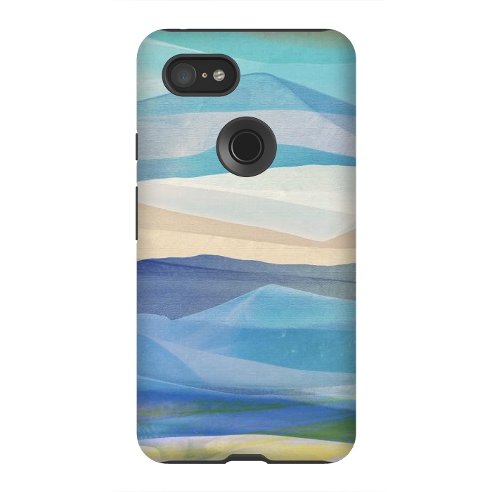 Pixel 3XL StrongFit Blue abstract mountain landscape - painted mountains by Oana 