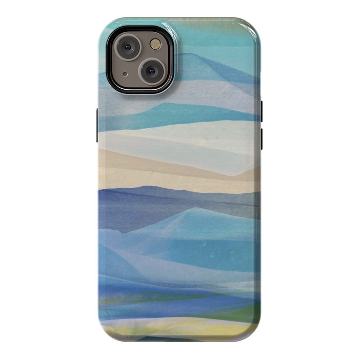 iPhone 14 Plus StrongFit Blue abstract mountain landscape - painted mountains by Oana 