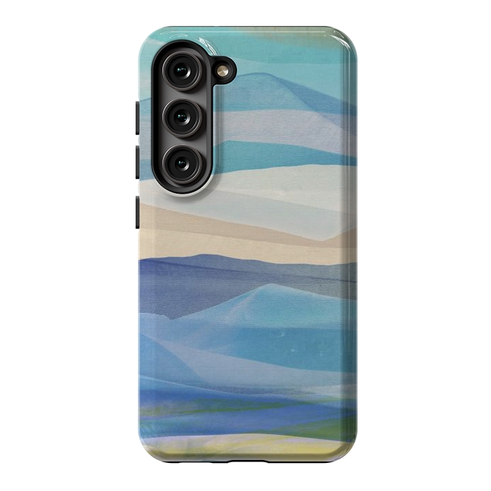 Galaxy S23 StrongFit Blue abstract mountain landscape - painted mountains by Oana 