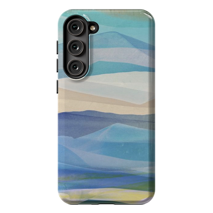 Galaxy S23 Plus StrongFit Blue abstract mountain landscape - painted mountains by Oana 