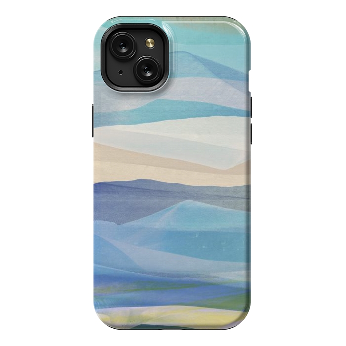 iPhone 15 Plus StrongFit Blue abstract mountain landscape - painted mountains by Oana 