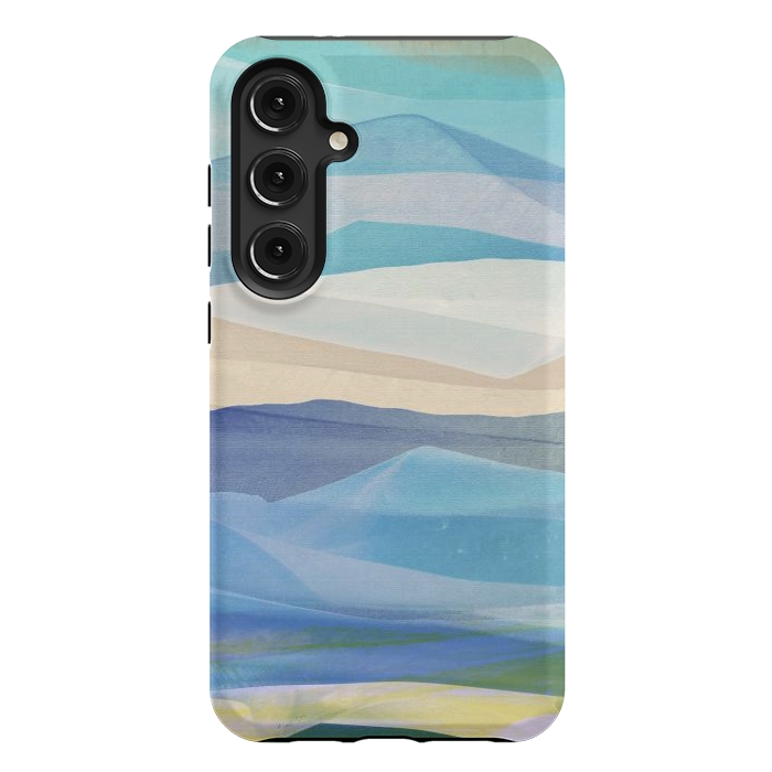 Galaxy S24 Plus StrongFit Blue abstract mountain landscape - painted mountains by Oana 