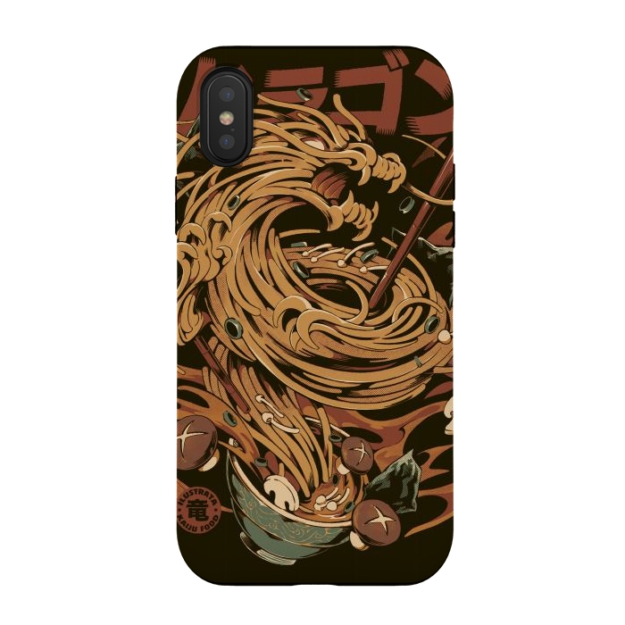 iPhone Xs / X StrongFit Noodle Dragon by Ilustrata