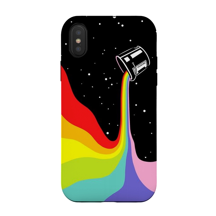 iPhone Xs / X StrongFit Space Paint Rainbow  by LM2Kone