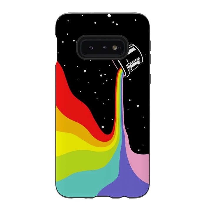 Galaxy S10e StrongFit Space Paint Rainbow  by LM2Kone