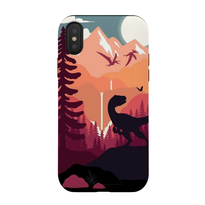 iPhone Xs / X StrongFit Jurassic Raptor Outdoors by LM2Kone