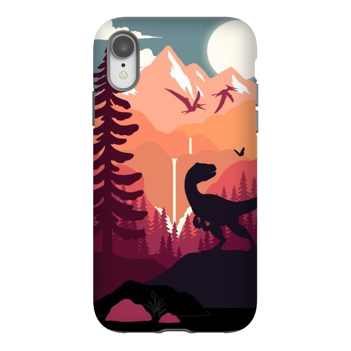 iPhone Xr StrongFit Jurassic Raptor Outdoors by LM2Kone