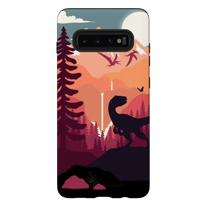 Galaxy S10 plus StrongFit Jurassic Raptor Outdoors by LM2Kone