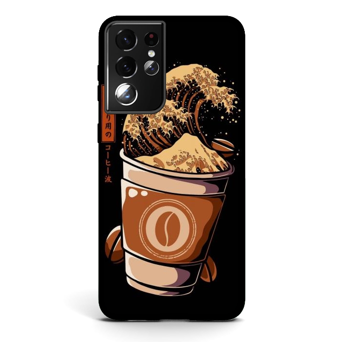 Galaxy S21 ultra StrongFit Great Wave of Takeout Coffee by LM2Kone