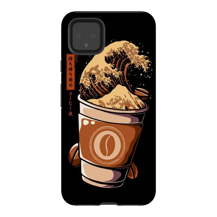 Pixel 4XL StrongFit Great Wave of Takeout Coffee by LM2Kone