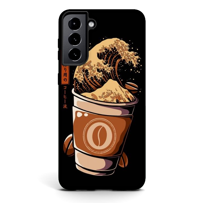 Galaxy S21 plus StrongFit Great Wave of Takeout Coffee by LM2Kone